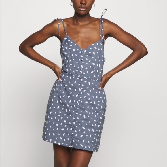 Abercrombie & Fitch Blue Spot Sundress with Tie Shoulders - Picture 1 of 6